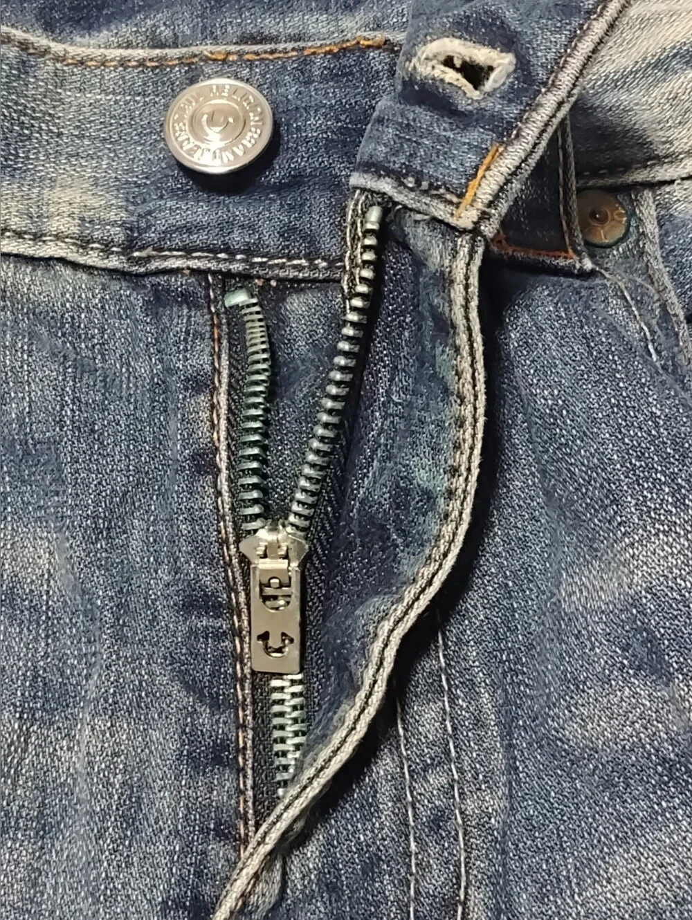 True Religion Men's Blue Denim Jeans with Back Pocket Flap 36x32